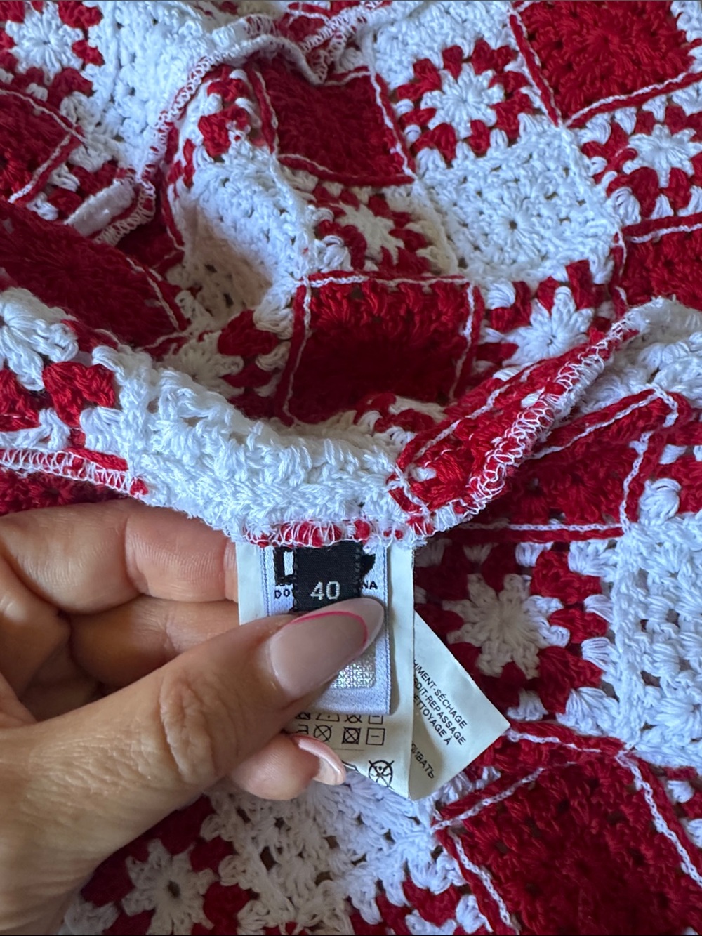 D&G Red and White Crochet Mini Dress - Picture 5 of 9